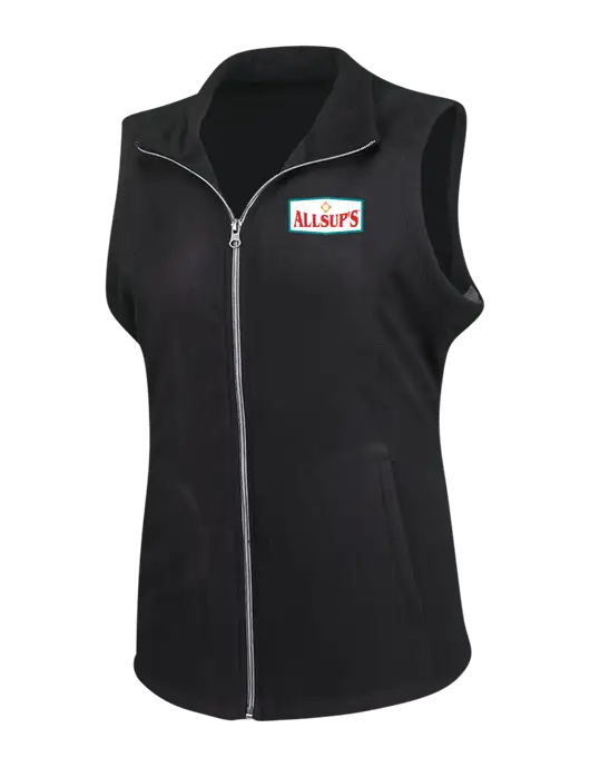 Black Womens Microfleece Vest w/ALLSUP'S Logo