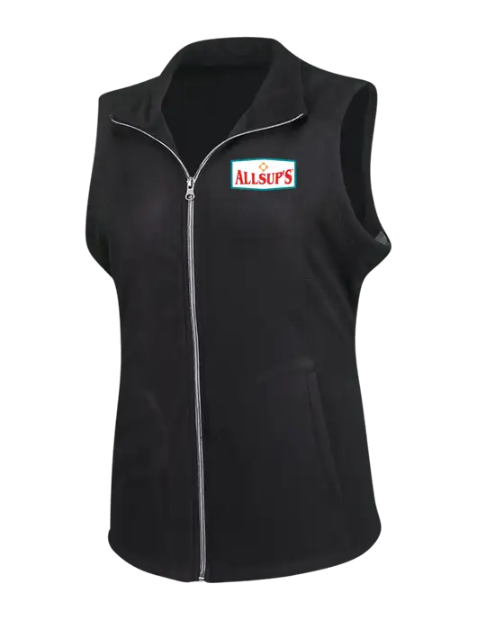 Black Womens Microfleece Vest w/ALLSUP'S Logo