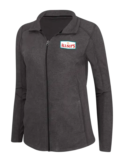 Charcoal Womens Heather Microfleece Full-Zip Jacket w/ALLSUP'S Logo
