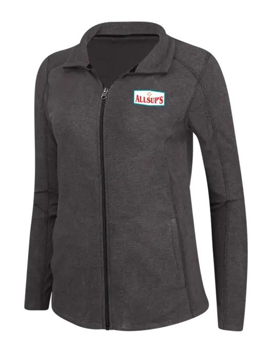 Charcoal Womens Heather Microfleece Full-Zip Jacket w/ALLSUP'S Logo