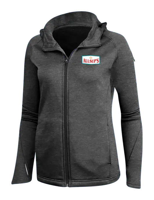 Dark Grey Heather Womens Tech Fleece Full-Zip Hooded Jacket w/ALLSUP'S Logo