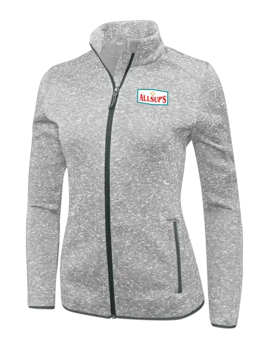 Grey Heather Womens Sweater Fleece Jacket w/ALLSUP'S Logo
