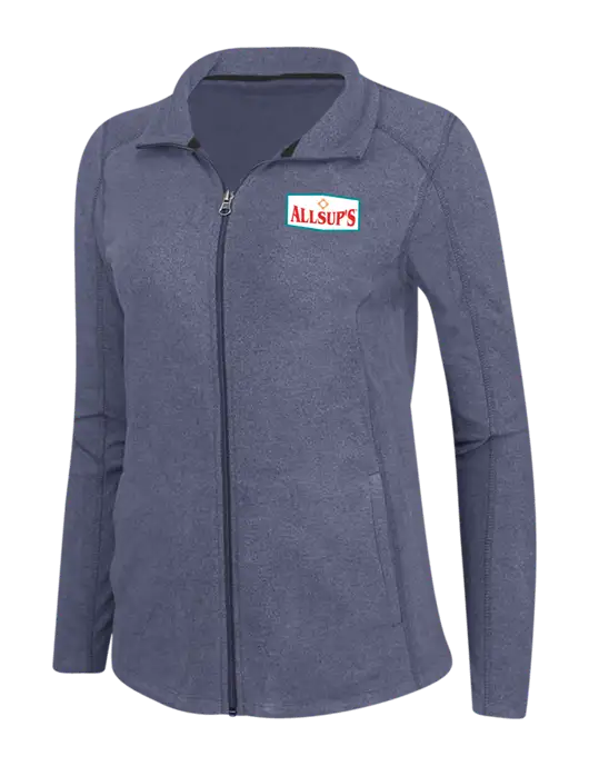 Light Navy Heather Womens Microfleece Full-Zip Jacket w/ALLSUP'S Logo