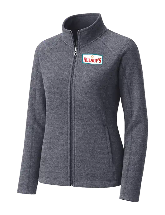 Light Navy Heather Womens Microfleece Full-Zip Jacket w/ALLSUP'S Logo