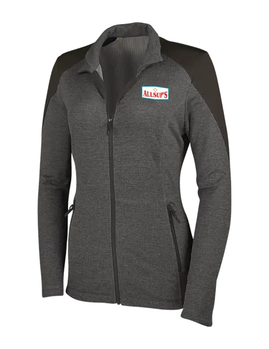 Medium Grey Heather Womens Grid Fleece Jacket w/ALLSUP'S Logo