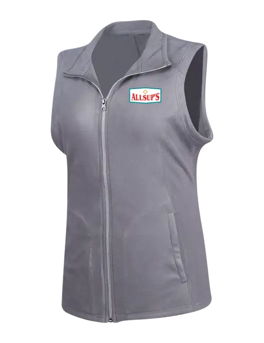 Medium Grey Womens Microfleece Vest w/ALLSUP'S Logo