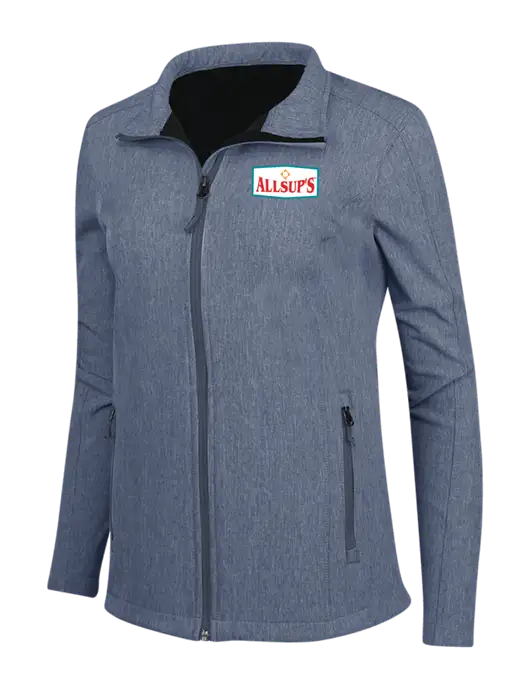 Navy Heather Womens Core Soft Shell Jacket w/ALLSUP'S Logo