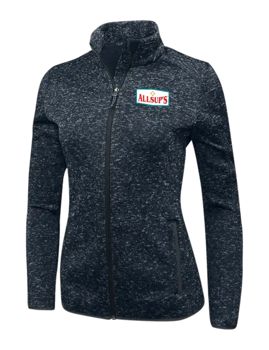 Navy Heather Womens Sweater Fleece Jacket w/ALLSUP'S Logo