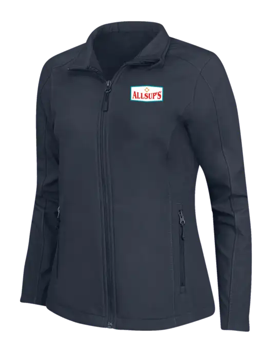 Navy Womens Core Soft Shell Jacket w/ALLSUP'S Logo