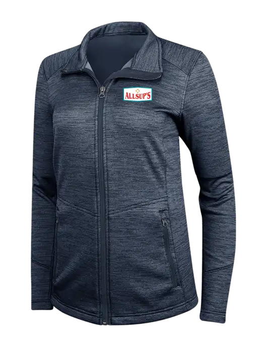 Navy Womens Digi Stripe Fleece Jacket w/ALLSUP'S Logo
