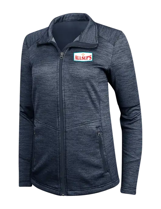 Navy Womens Digi Stripe Fleece Jacket w/ALLSUP'S Logo
