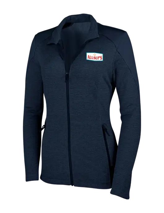 Navy Womens Grid Fleece Jacket w/ALLSUP'S Logo