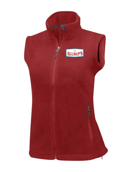 Red Womens Fleece Vest w/ALLSUP'S Logo
