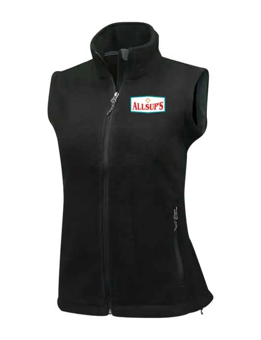 Womens Black Fleece Vest w/ALLSUP'S Logo