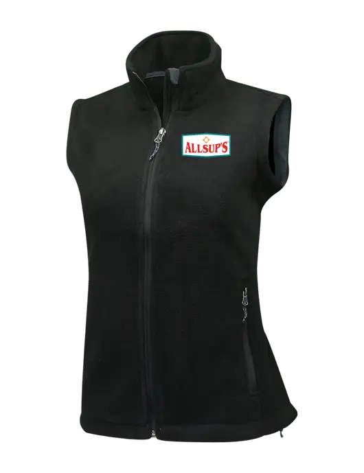 Womens Black Fleece Vest w/ALLSUP'S Logo
