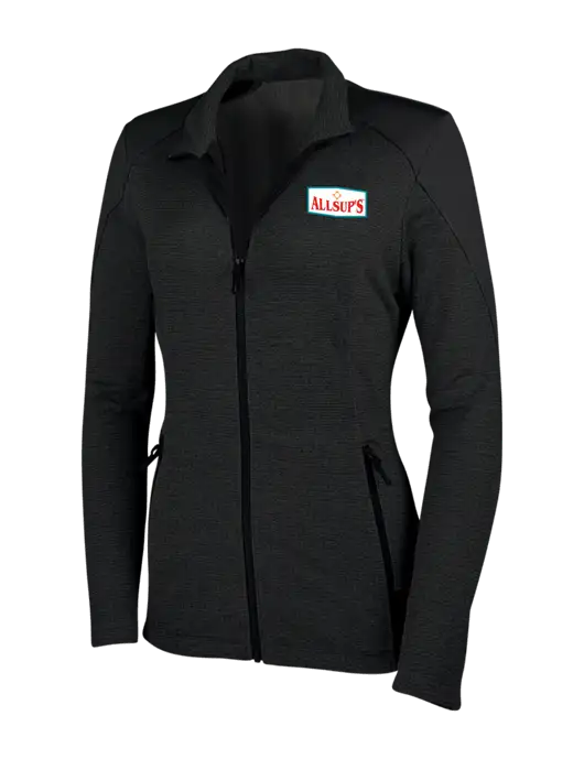 Womens Black Grid Fleece Jacket w/ALLSUP'S Logo