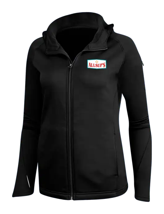 Womens Black Tech Fleece Full-Zip Hooded Jacket w/ALLSUP'S Logo