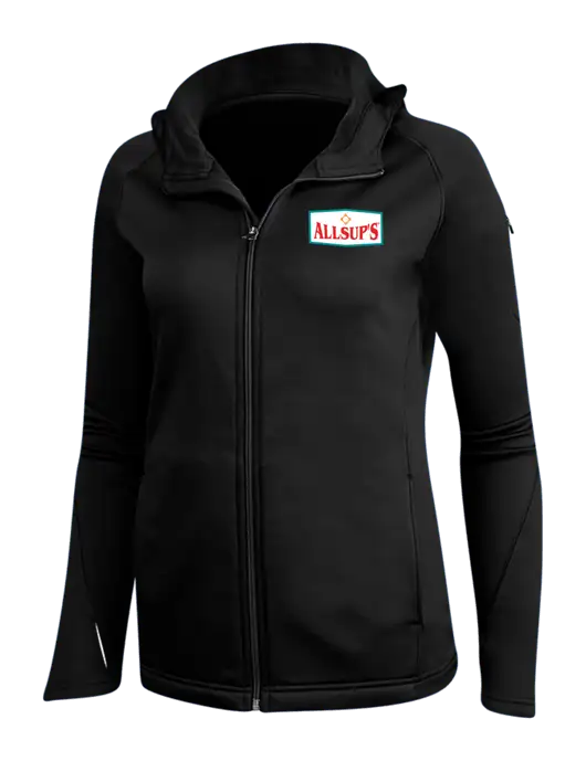 Womens Black Tech Fleece Full-Zip Hooded Jacket w/ALLSUP'S Logo