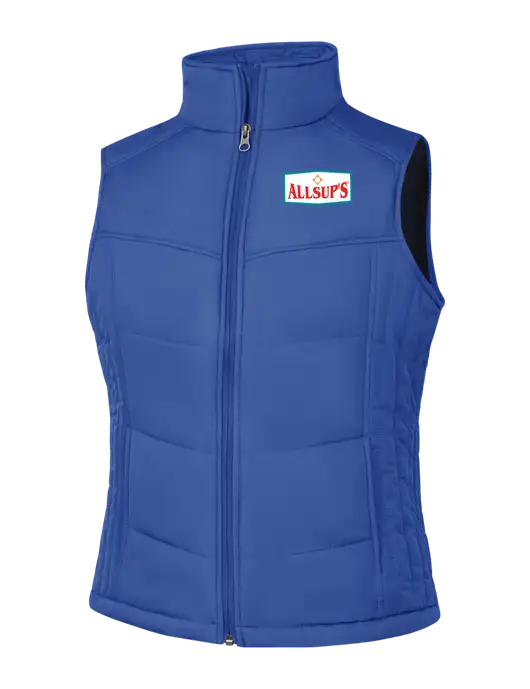 Womens Dark Royal Blue/Black Puffy Vest w/ALLSUP'S Logo