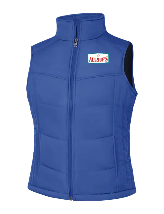 Womens Dark Royal Blue/Black Puffy Vest w/ALLSUP'S Logo
