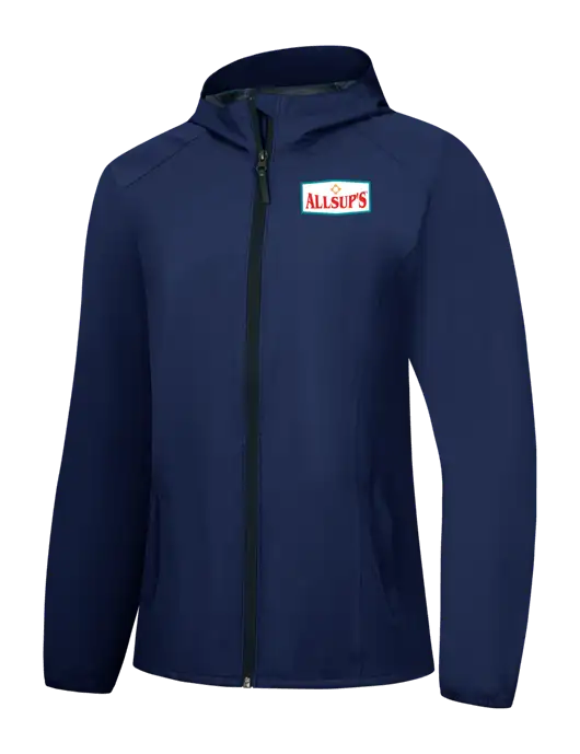 Womens Navy Essential Rain Jacket w/ALLSUP'S Logo