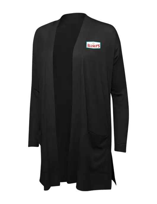 Black Womens Concept Long Pocket Cardigan w/ALLSUP'S Logo