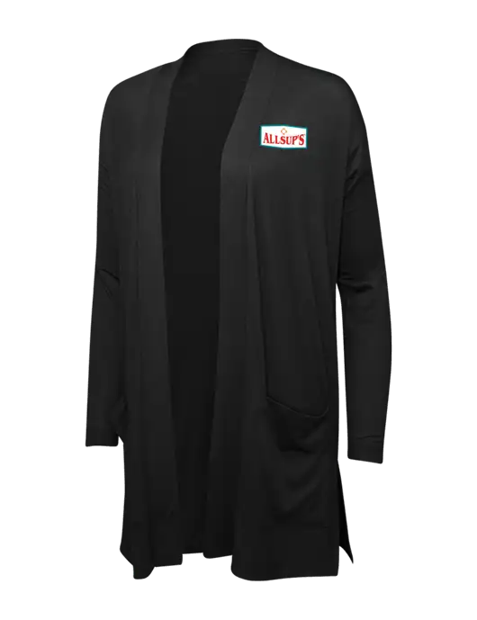 Black Womens Concept Long Pocket Cardigan w/ALLSUP'S Logo