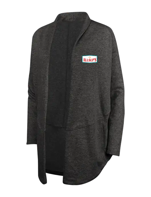 Charcoal Heather/ Medium Heather Grey Womens Interlock Cardigan w/ALLSUP'S Logo