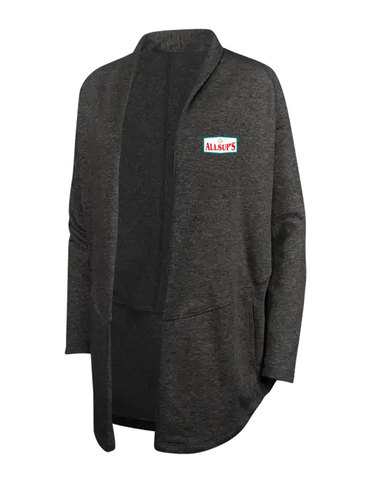 Charcoal Heather/ Medium Heather Grey Womens Interlock Cardigan w/ALLSUP'S Logo