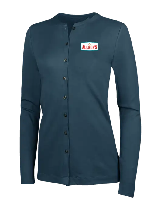Dress Blue Navy Womens Concept Stretch Button-Front Cardigan Sweater w/ALLSUP'S Logo