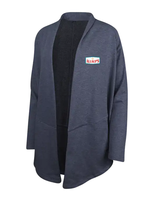 Estate Blue Heather/Charcoal Heather Womens Interlock Cardigan w/ALLSUP'S Logo