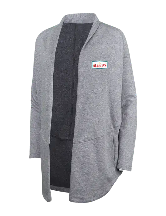 Medium Heather Grey/Char Heather Womens Interlock Cardigan w/ALLSUP'S Logo