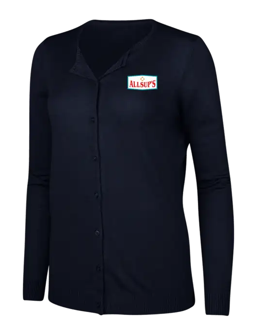 Navy Womens Cardigan Sweater w/ALLSUP'S Logo