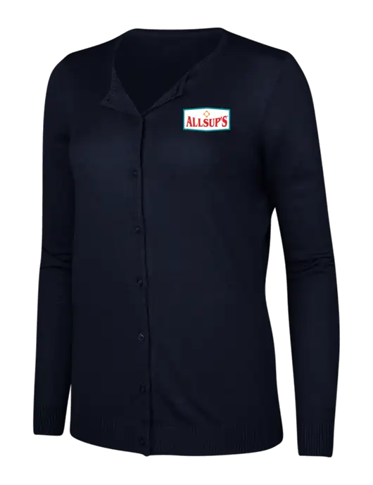 Navy Womens Cardigan Sweater w/ALLSUP'S Logo
