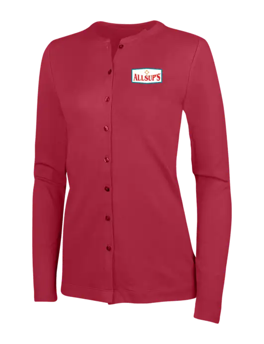 Rich Red Womens Concept Stretch Button-Front Cardigan Sweater w/ALLSUP'S Logo