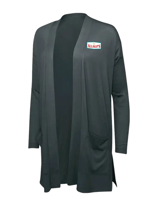 Smoke Grey Womens Concept Long Pocket Cardigan w/ALLSUP'S Logo